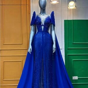 Stunning Royal Blue Beaded Filipiana Evening Gown